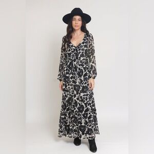 Lovestitch Versailles Morning Maxi Dress Black Floral Size Small